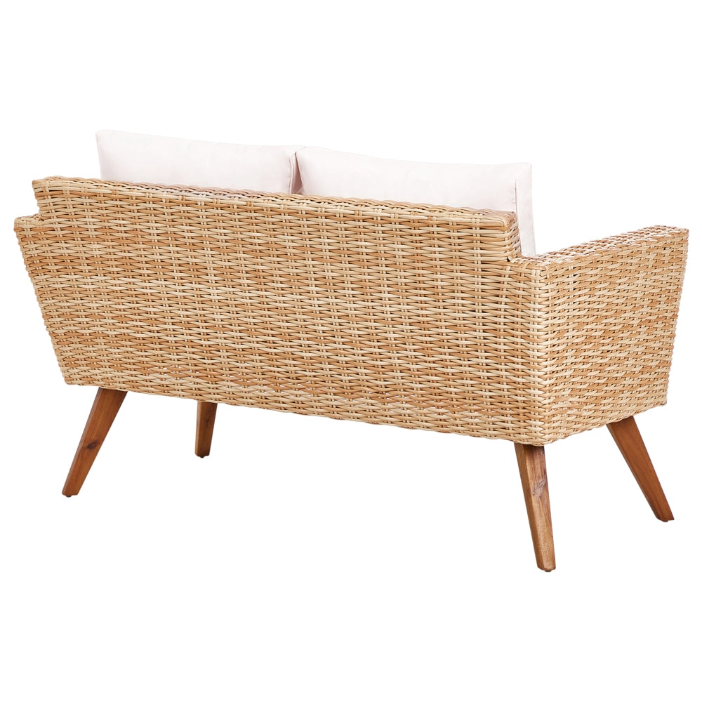 Set da giardino con divano e poltrone in rattan bianco sporco esterno elegante