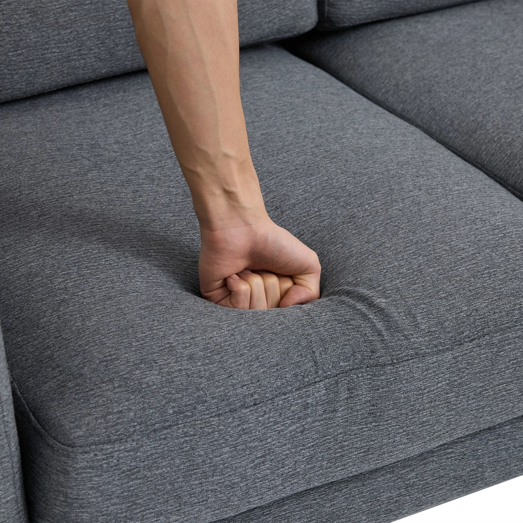 Divano ad angolo, divano a L a 3 posti, con poggiapiedi, 204x136x80 cm, grigio