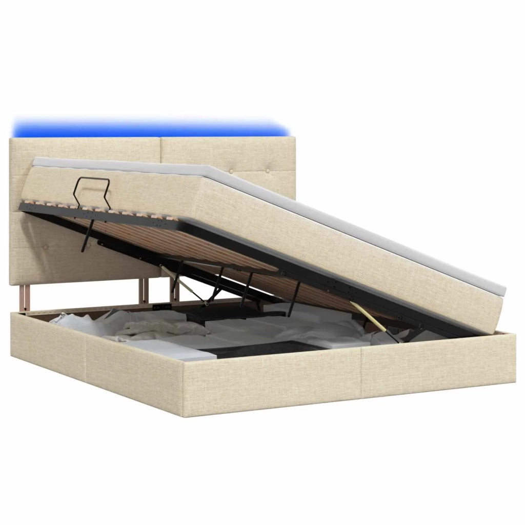 Letto con contenitore LED e materasso Crema 160 x 200 cm 3459958