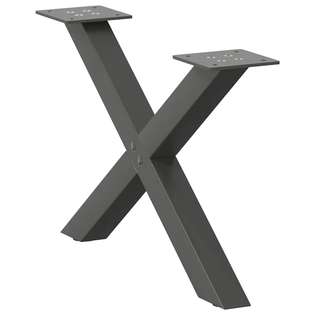 Set di 2 gambe per tavolino a forma di X 50 x 30 cm con piedini regolabili stile moderno acciaio antracite 02_0057153