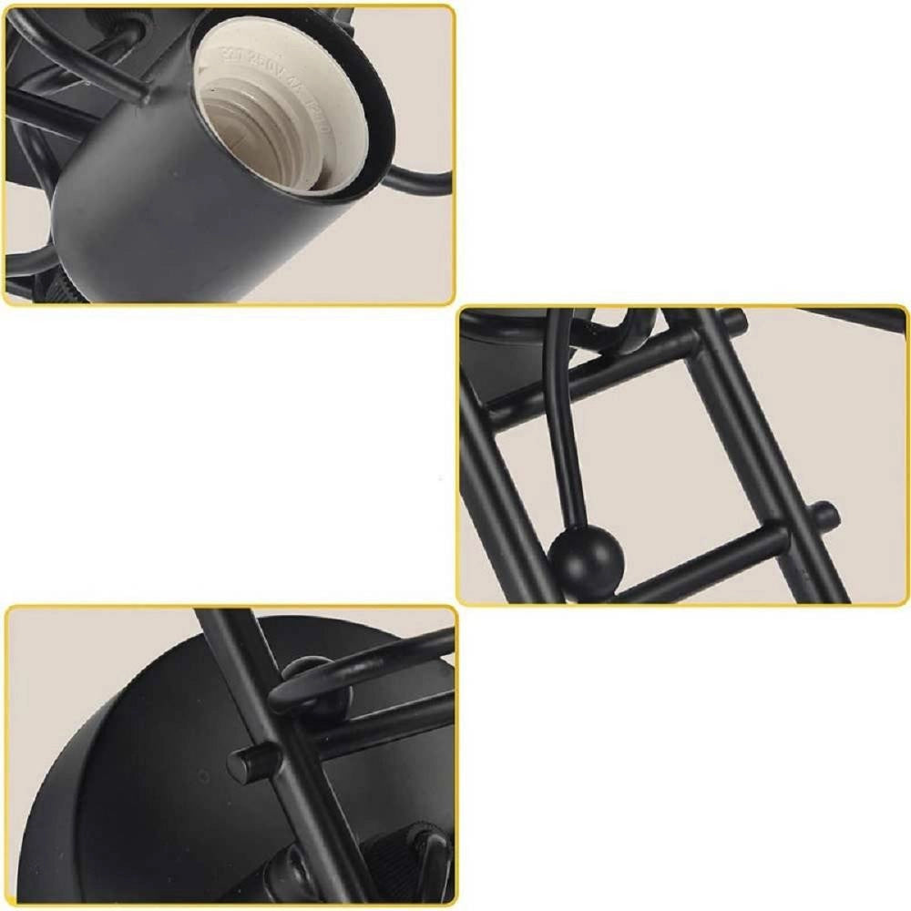 Trade Shop - Applique Da Parete Decorativo Forma Omino Sulla Scala In Metallo Attacco E27 Aq49 - Nero