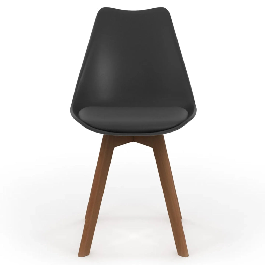 IDMarket - Set di 6 sedie SARA nere con gambe scure per sala da pranzo