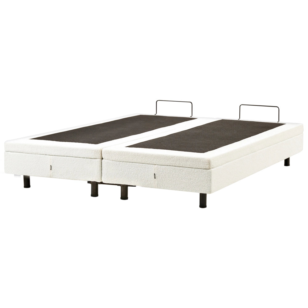 Letto matrimoniale Tessuto bouclè bianco sporco Elettrico Regolabile 180 x 200 cm stile moderno