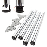 Set 4 gambe tavolo regolabili in acciaio inox cromato Ø 60mm 710mm