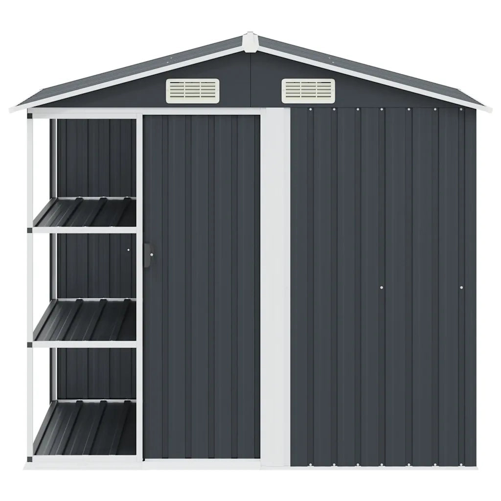 Capanno da Giardino con Scaffali Antracite 205x130x183 cm Ferro 47106