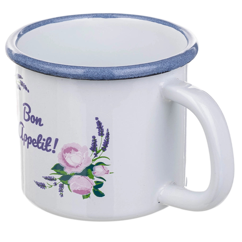 Tazza smaltata KADAX da 400 ml, 8 cm, stile retrò, con manico.