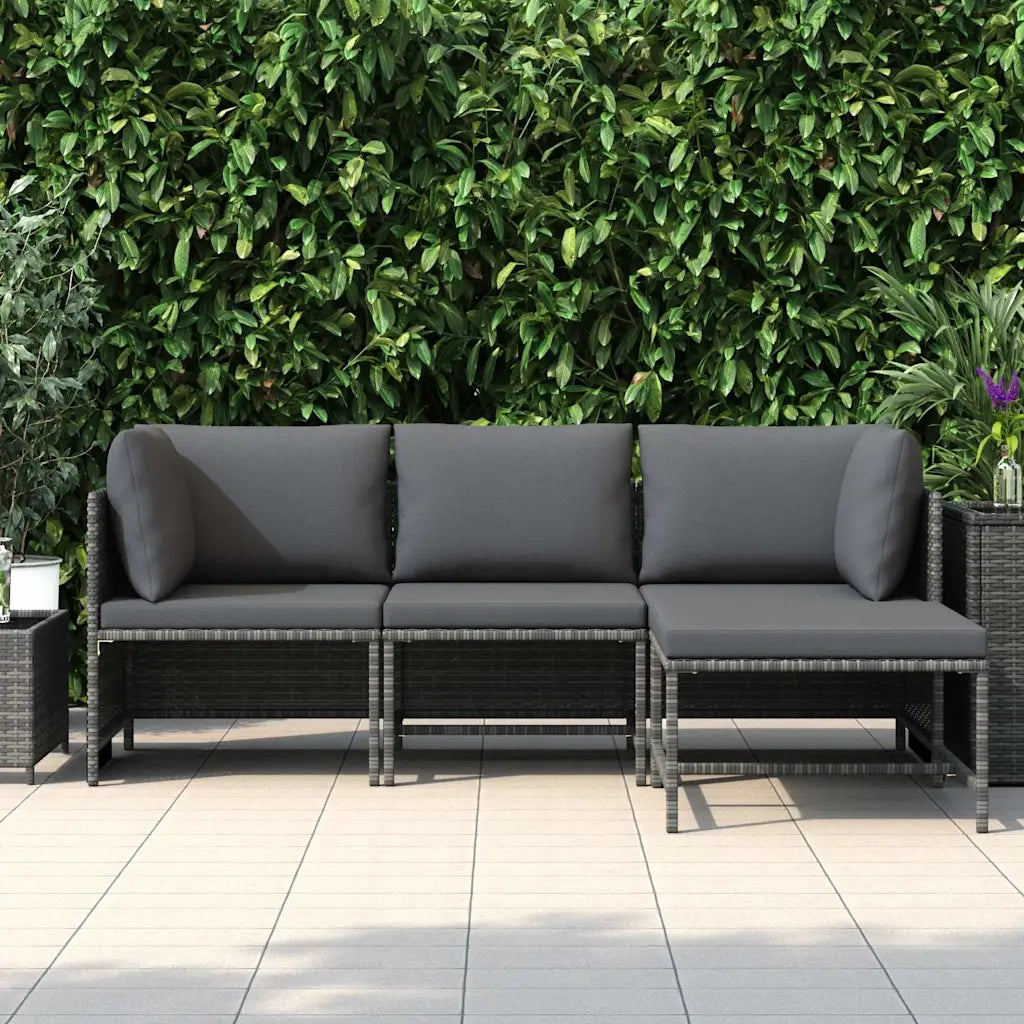 Salotto da Giardino-Set Divani da Giardino4 pz con Cuscini in Polyrattan Grigio