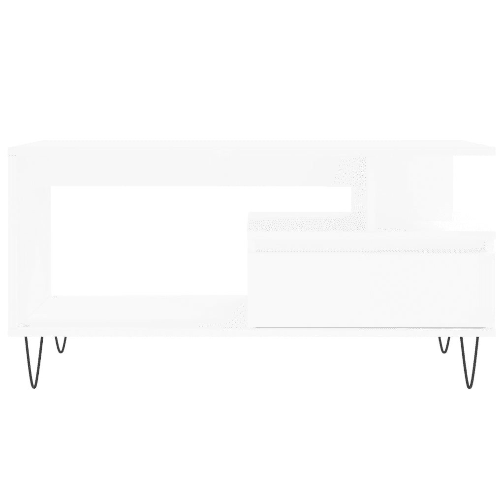 Tavolino da salotto | Tavolino da caff¨¨ | Tavolino da Soggiorno Bianco 90x49x45 cm in Legno Multistrato