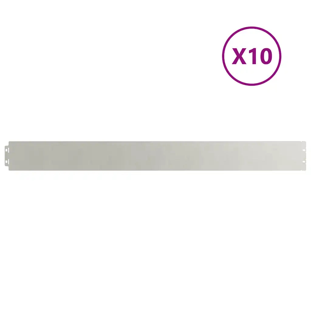 Bordura per Prato 10 pz 10 x 103 cm Acciaio Inox Argento 860134