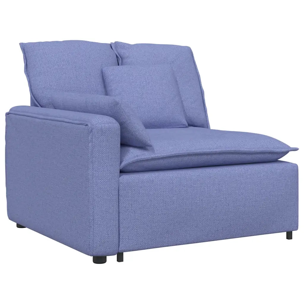 Divano Modulare con Cuscini in Tessuto Jeans Blu