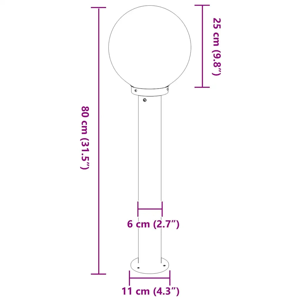 Lampioni a palo 3 pz 80 cm Acciaio Inox IP44 4006096