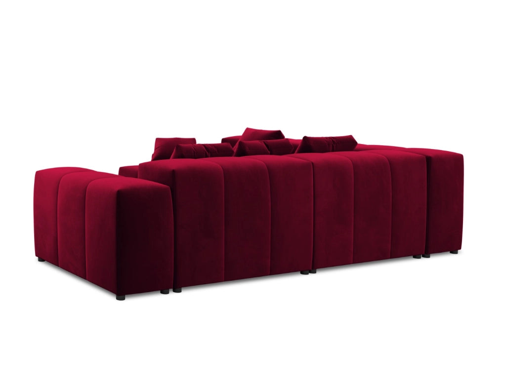 Cosmopolitan Design - Divano angolare modulare reversibile "Rome" 7 posti in velluto rosso 