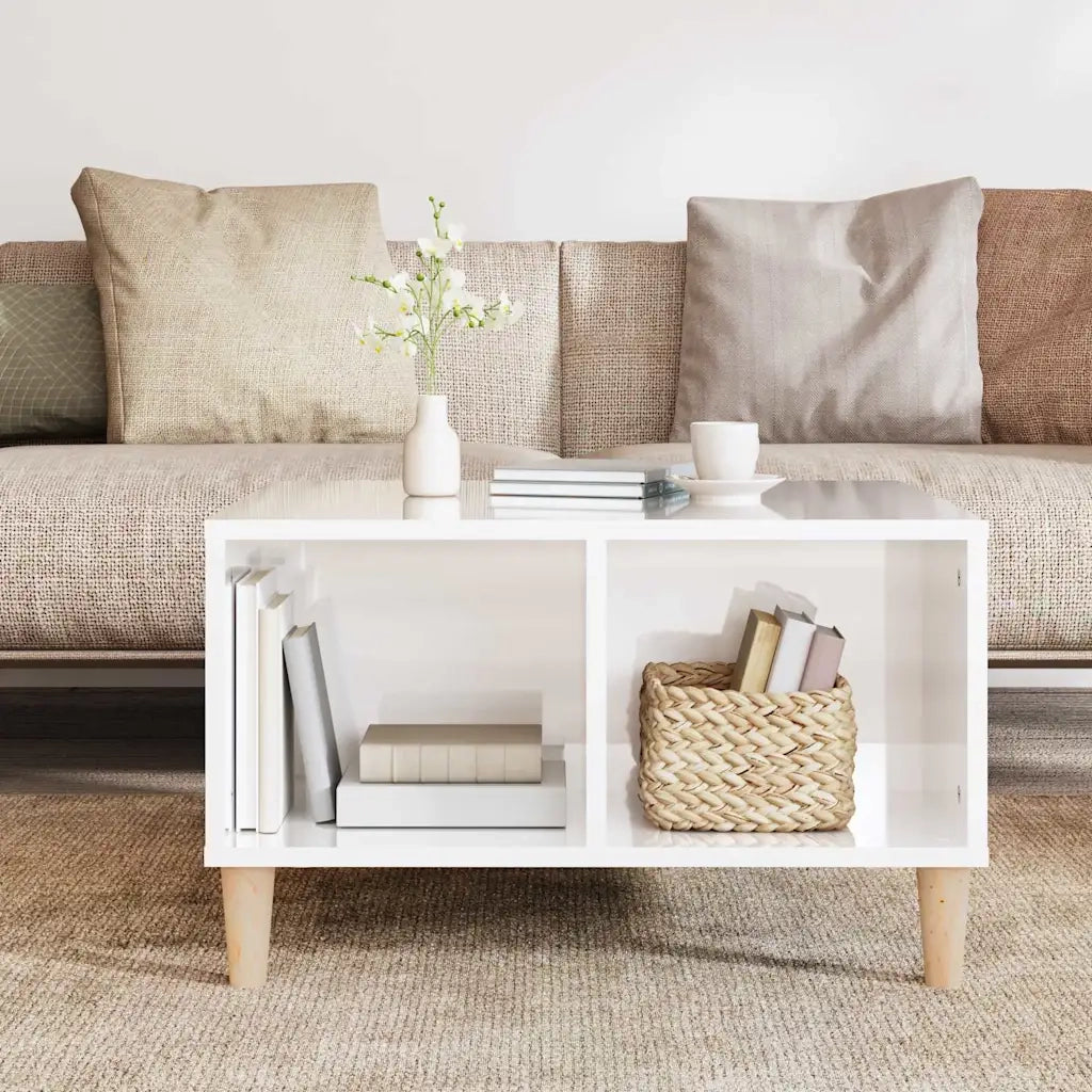 Tavolino salotto | Tavolino da caff¨¨ | Tavolino da Soggiorno Bianco Lucido 60x50x36,5 cm Legno Multistrato