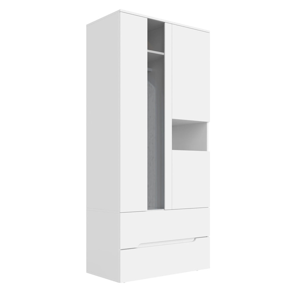 ARMADIO 3 ante con LED 90x50x200 cm Bianco MDF e vetro