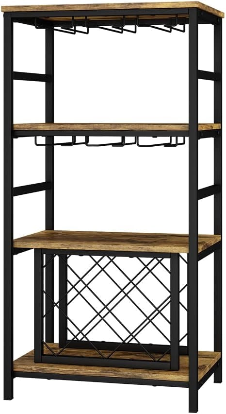 Portabottiglie Vela, Rovere rustico, 50 x 100 cm con portabicchieri, per la conservazione di fino a 12 bottiglie di vino e bicchieri
