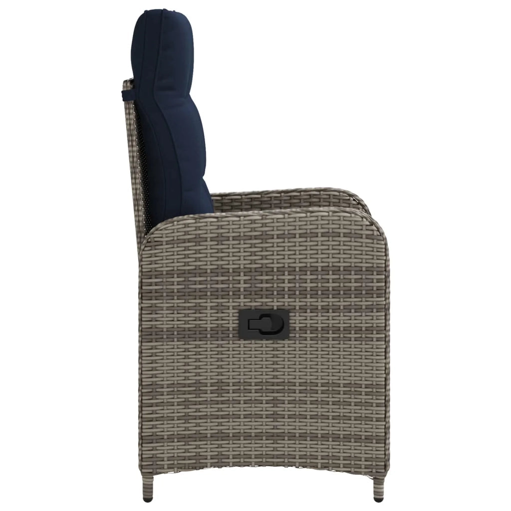 Sedia da giardino reclinabile Grigio e Blu Navy 42027158