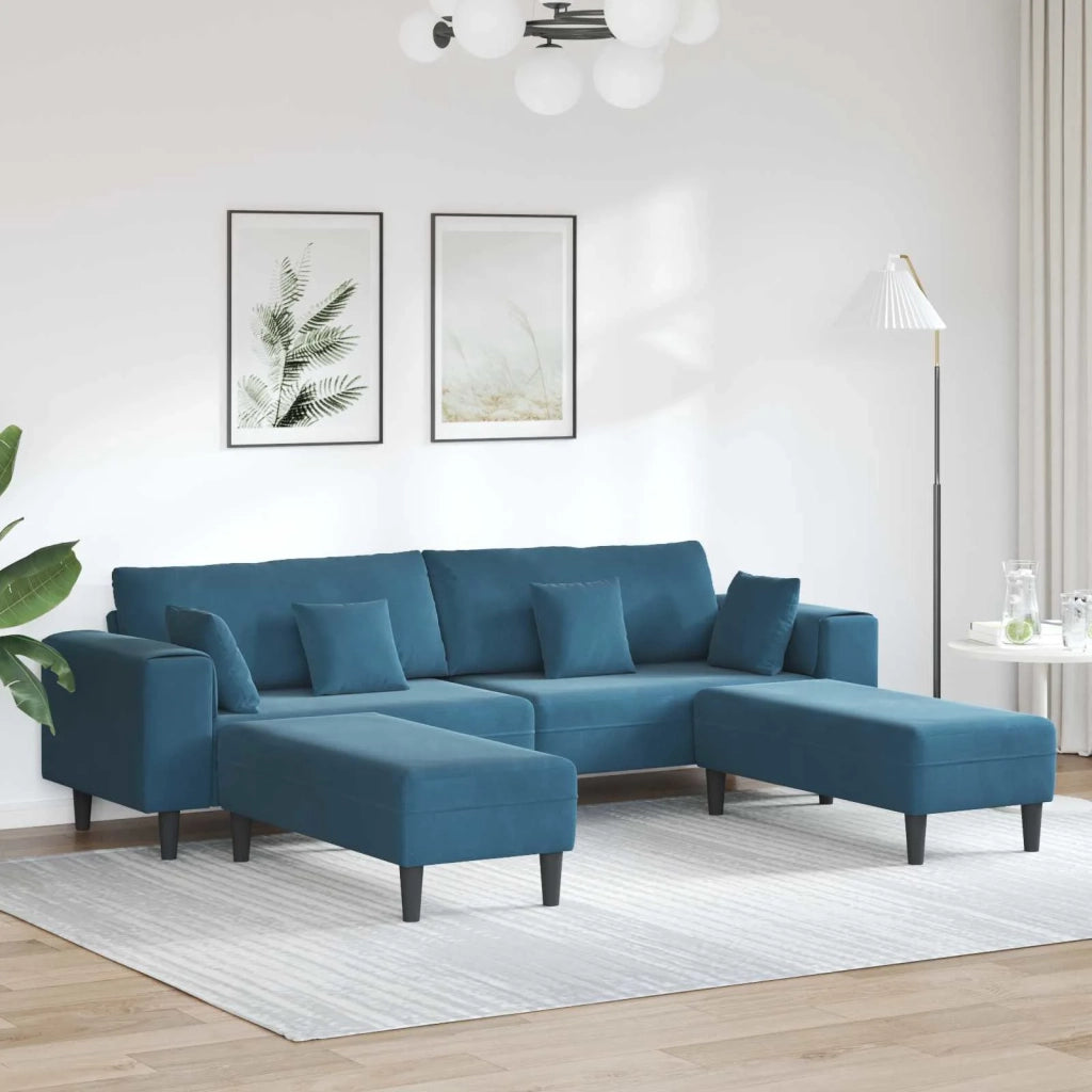 Divano 3 pcs Blu 250 x 188 x 76 cm Velluto 3335171