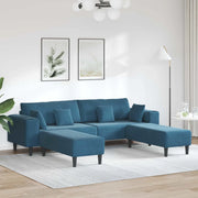 Divano 3 pcs Blu 250 x 188 x 76 cm Velluto 3335171