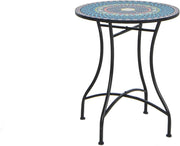 Tavolino ausiliario con piano in mosaico di piastrelle in ceramica, tavolo da bistro con gambe curve in metallo, capacità 50 kg, tavolino rotondo da caffè per soggiorno, patio, terrazza