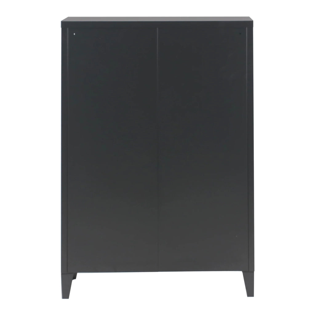 Armadietto per ufficio mobiletto portaoggetti per ufficio officina camera da letto mobiletto per ufficio in metallo con 2 ante 110 x 75 x 33 cm nero opaco 03_0006335