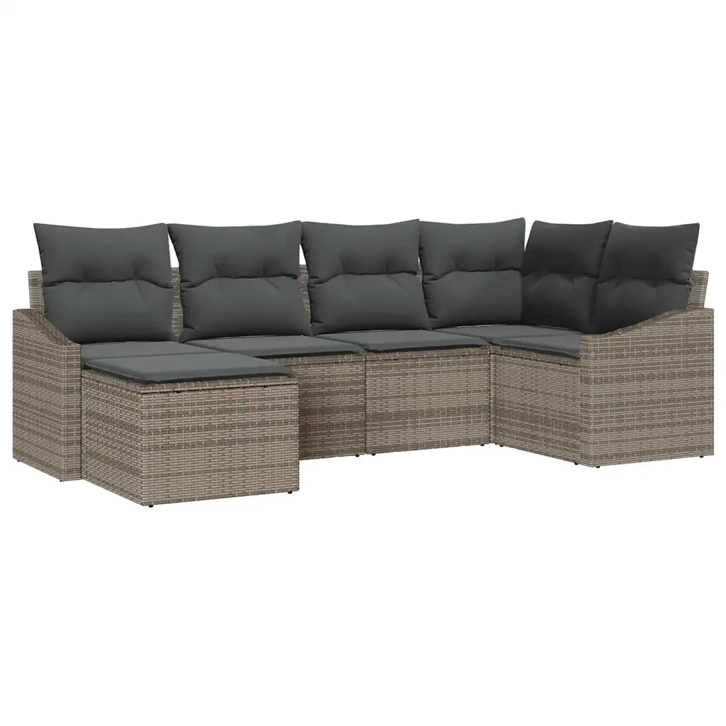 Set di divani con cuscino 6 pcs Grigio polyrattan 3346789