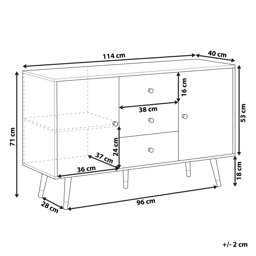 Madia credenza in legno scuro 2 ante 3 cassetti Mobile contenitore in stile rustico