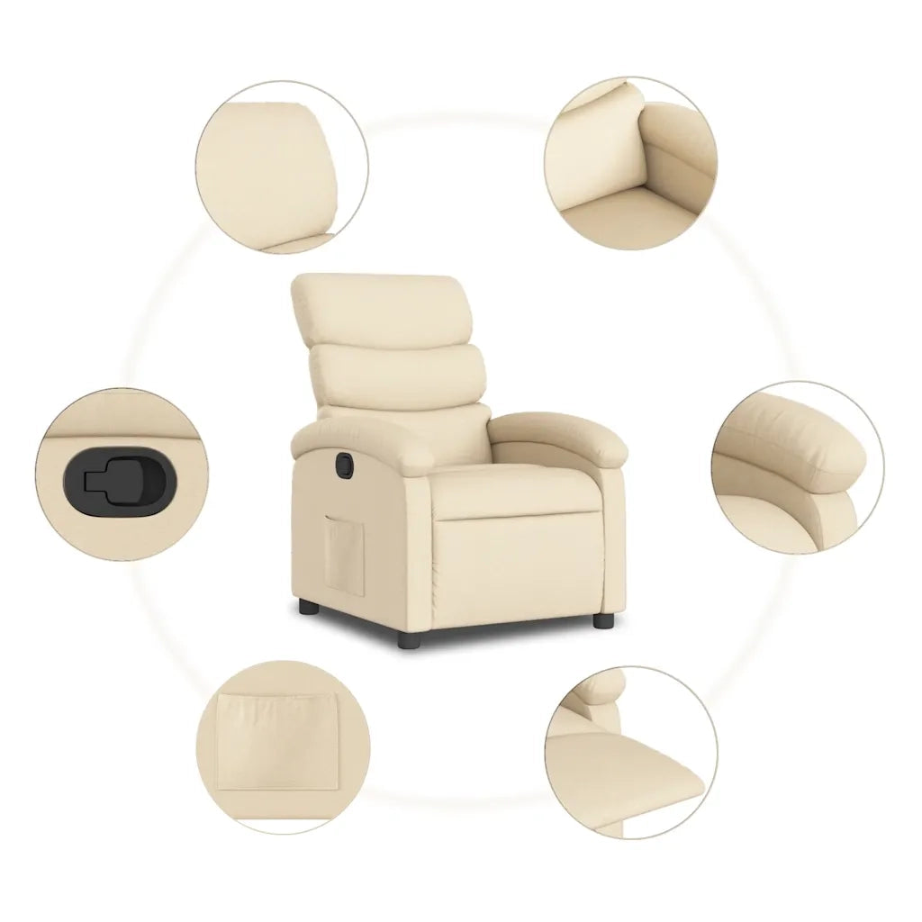 Divano Sedia-Poltrona Reclinabile in Tessuto Crema 841821
