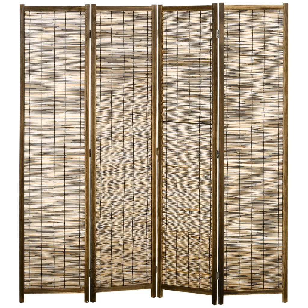 Biombo Pieghevole 4 Pannelli ¨C zephmum ¨C Legno e Bamb¨´ Naturale 160x1.8x170 cm