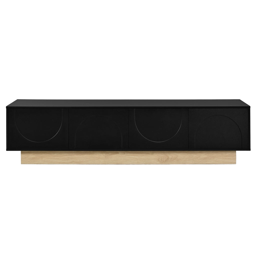 Mobile TV ¨C MINIMAL ¨C Nero, Legno, 175 cm, Design Moderno con Vano Cavi