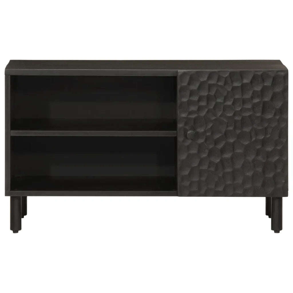 Mobile TV | Armadietto TV | Mobile Porta TV Nero 80x31x46 cm in Legno Massello di Mango