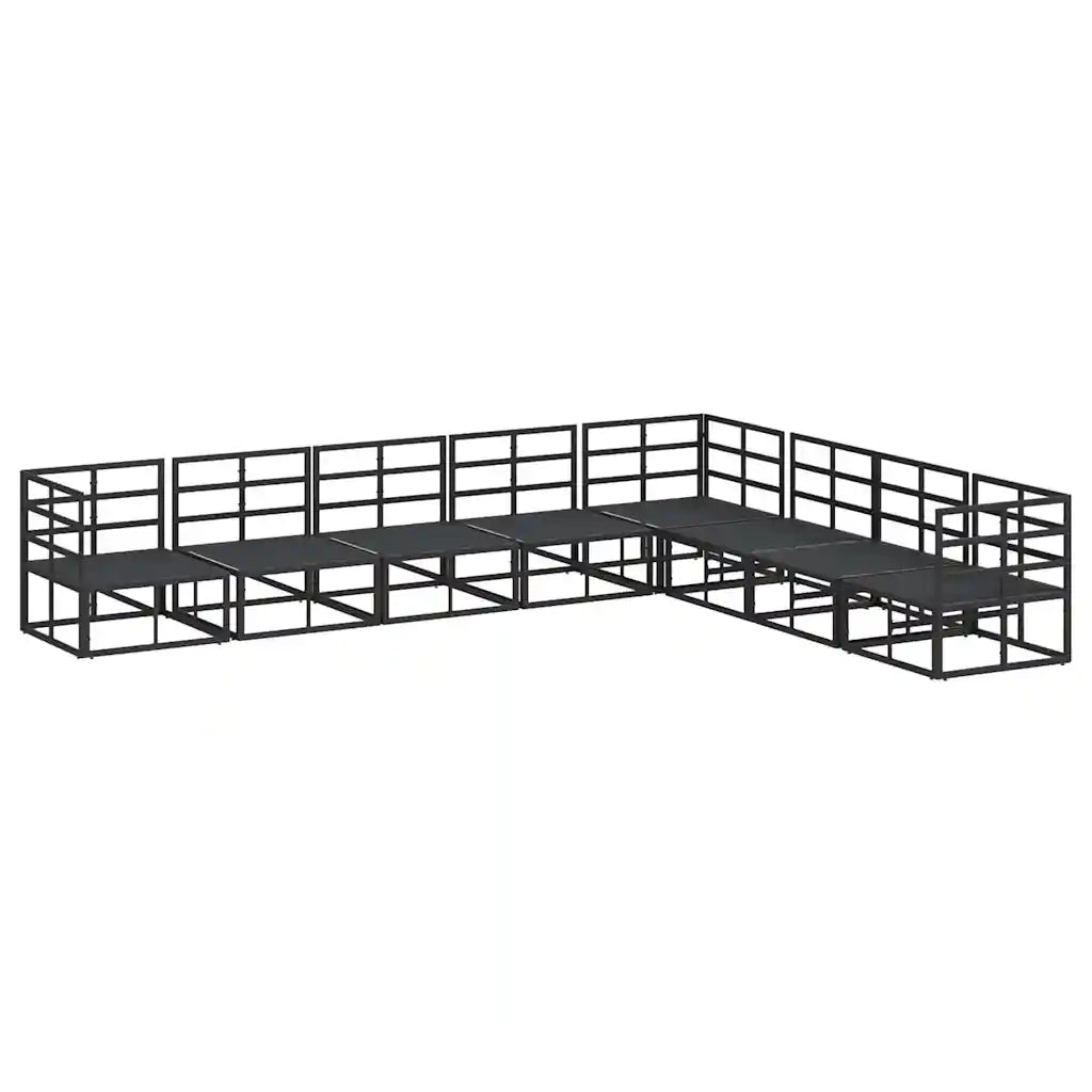 vidaXL Set Divano da Giardino con cuscino 8 pcs Nero Alluminio