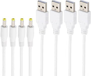 Set di Cavi USB da 3ft per Tablet e Laptop - 4 pezzi - Bianco - Cavo con connessione DC 40 x 17 mm - Per Elettronica - Comunicazione