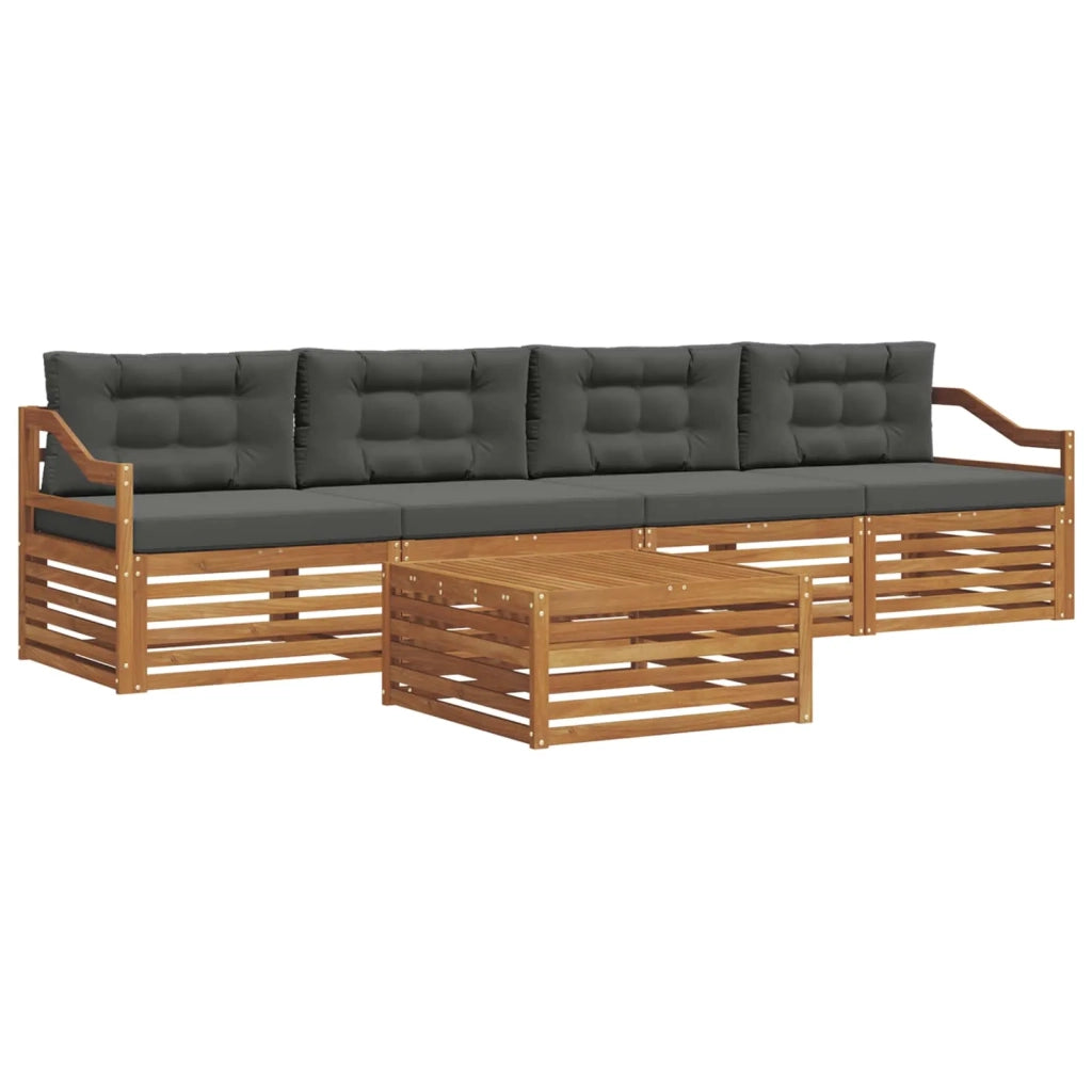 Set di divani da esterno con cuscino 5 pcs Naturale e Antracite