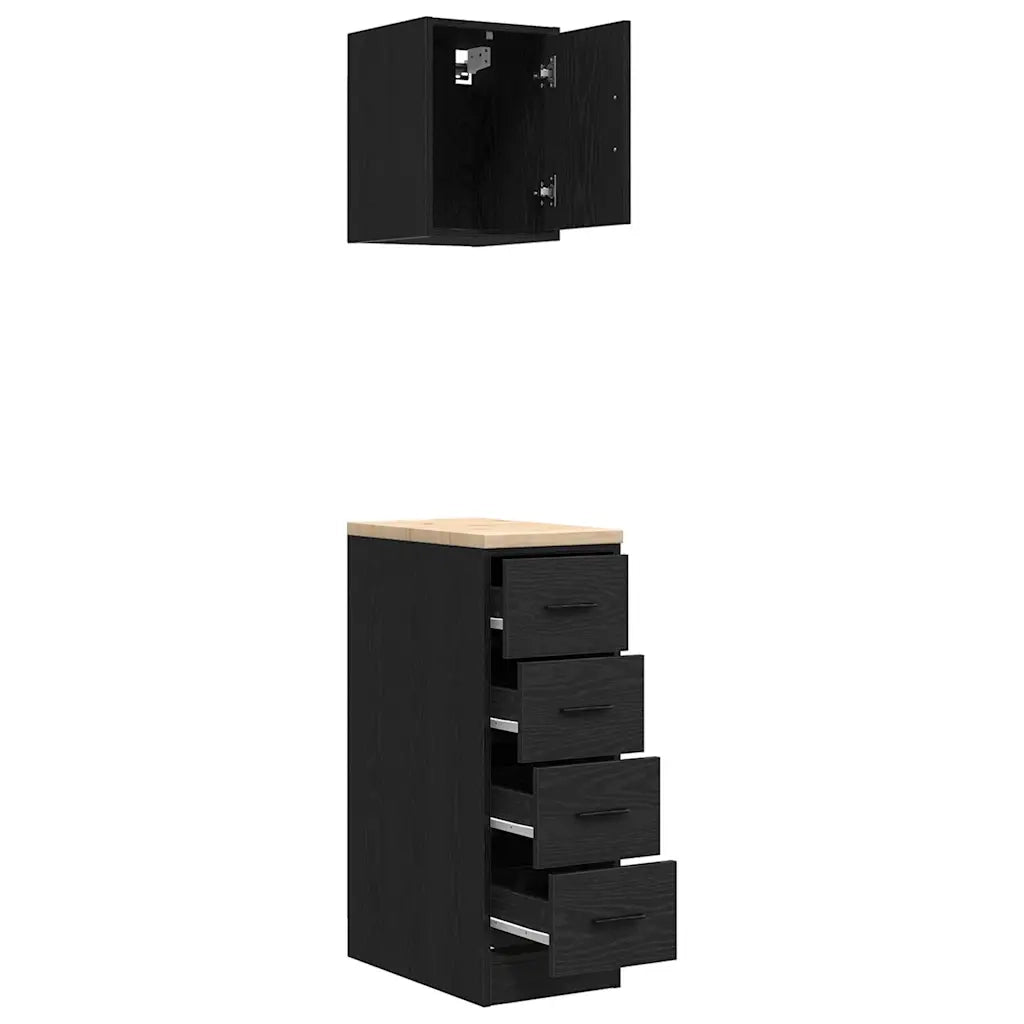 Armadi da Garage 2 pz Neri in Legno Multistrato
