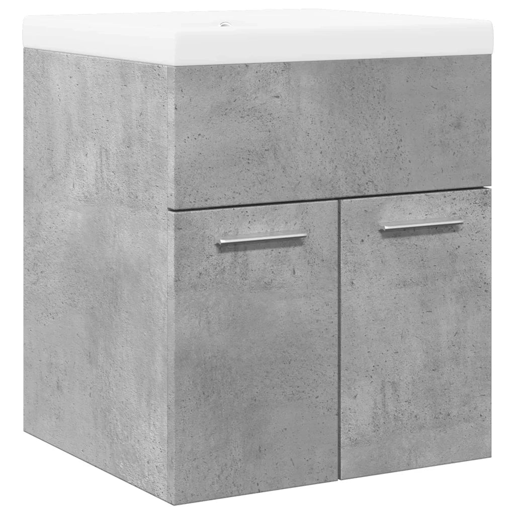 Set Mobili da Bagno 2 pz Grigio Cemento in Legno Multistrato 3324857