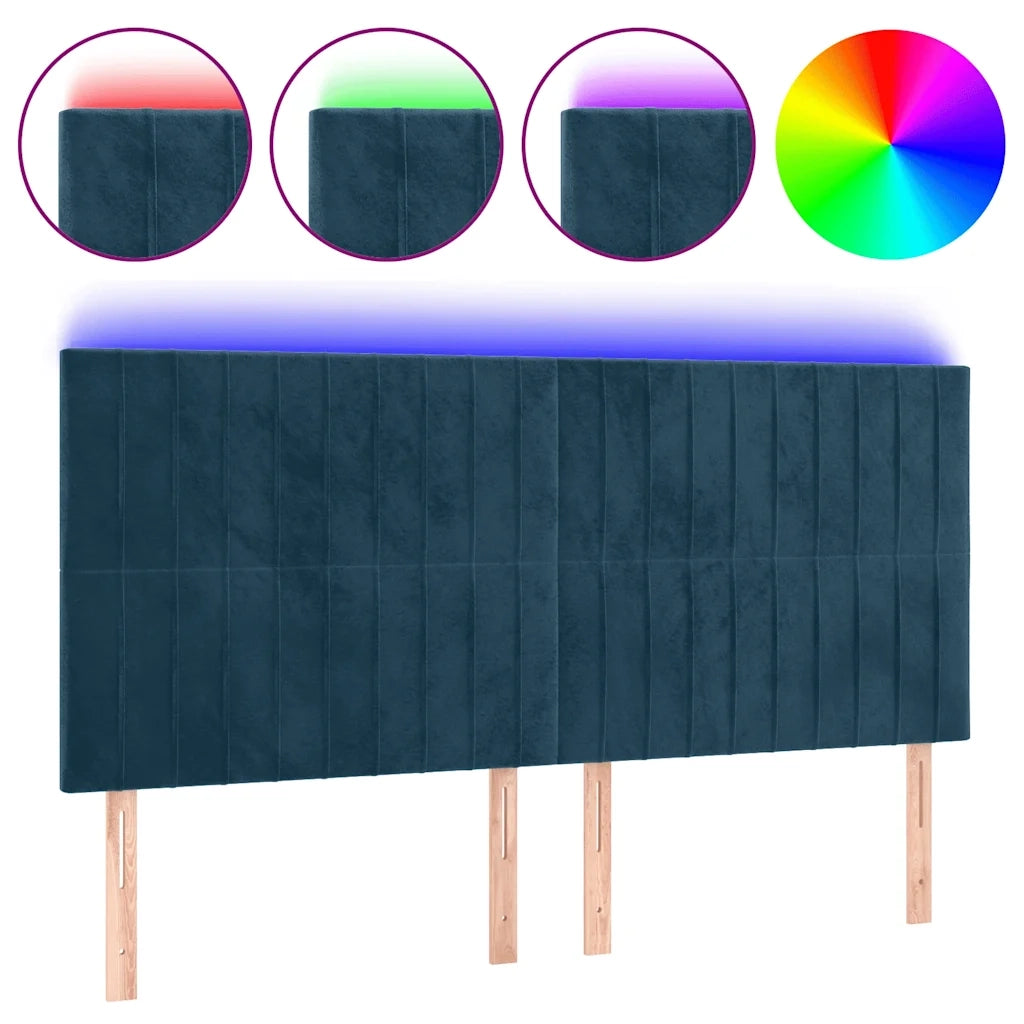 Testiera a LED-Testata con LED Blu Scuro 180x5x118/128 cm in Velluto 804378
