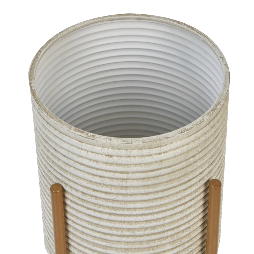 Portavaso in metallo beige 31 x 31 x 58 cm per interni ed esterni