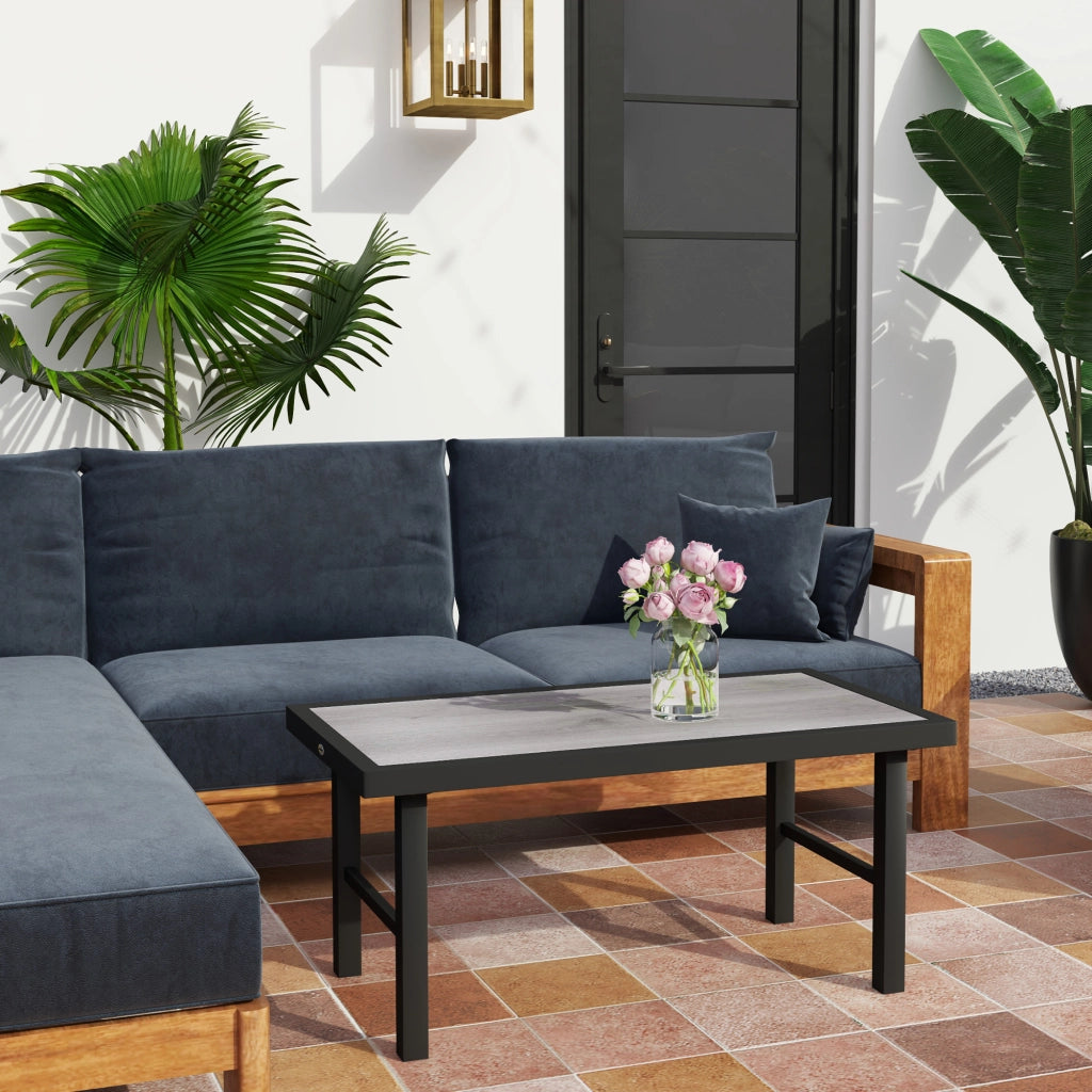 Tavolino da giardino rettangolare ¨C zephmum ¨C nero, metallo, 100x52x46 cm