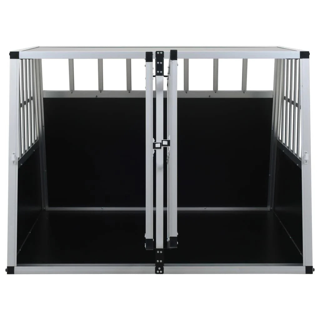 Trasportino per cani con doppia porta 94 x 88 x 69 cm alluminio e MDF nero 02_0000064