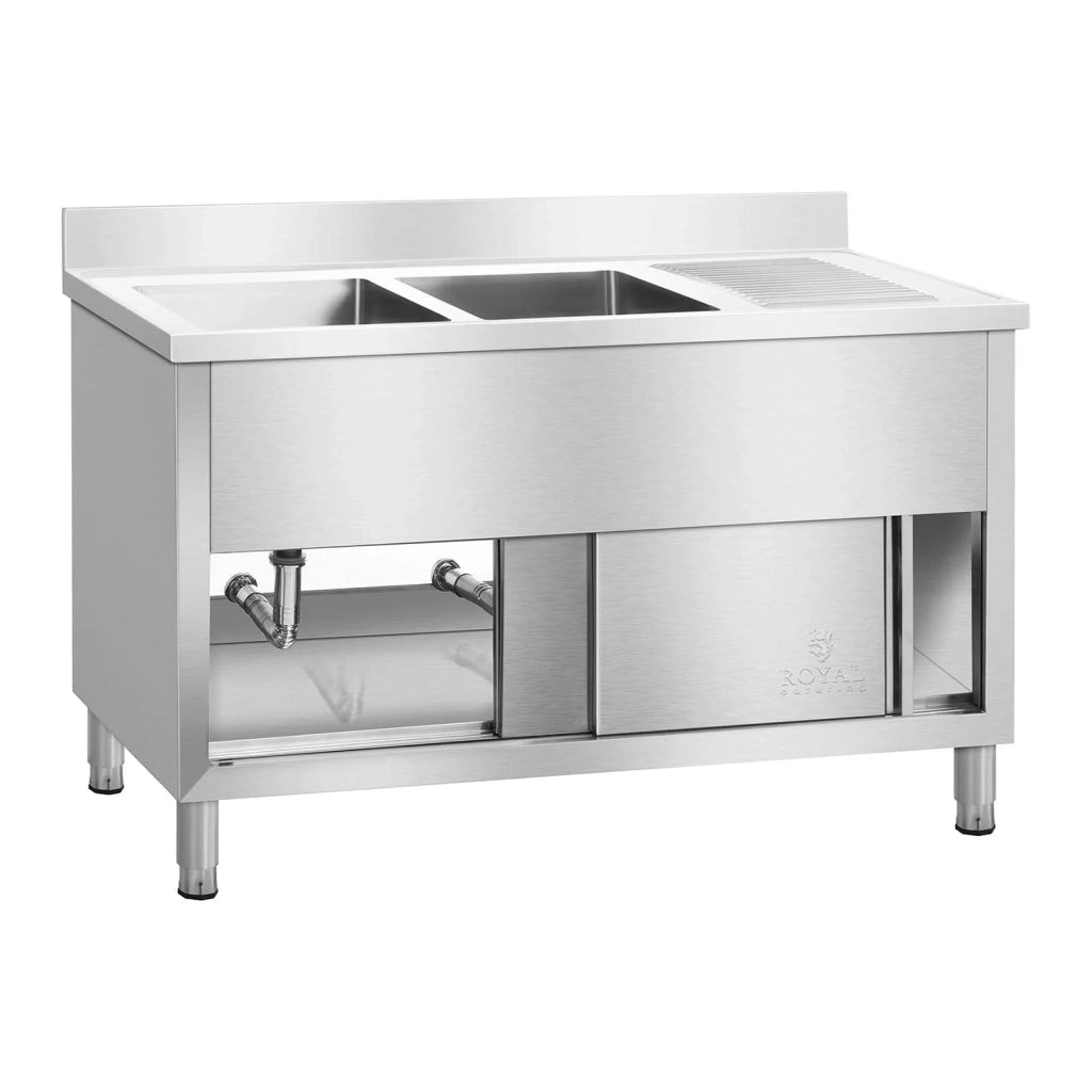 Lavello doppio in acciaio inox 140 cm modello professionale 14_0005012