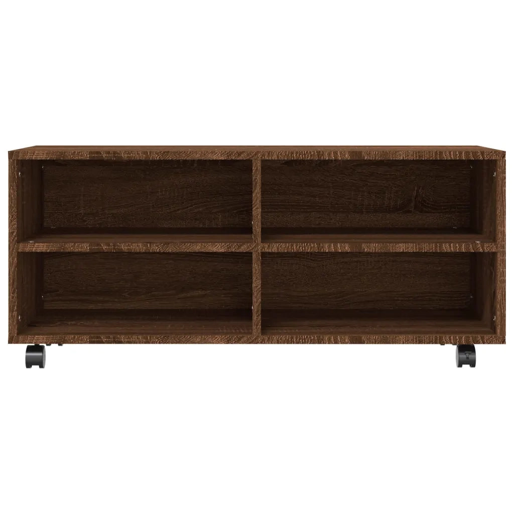 Mobile TV con Ruote Rovere Marrone 90x35x35cm Legno Multistrato 815260