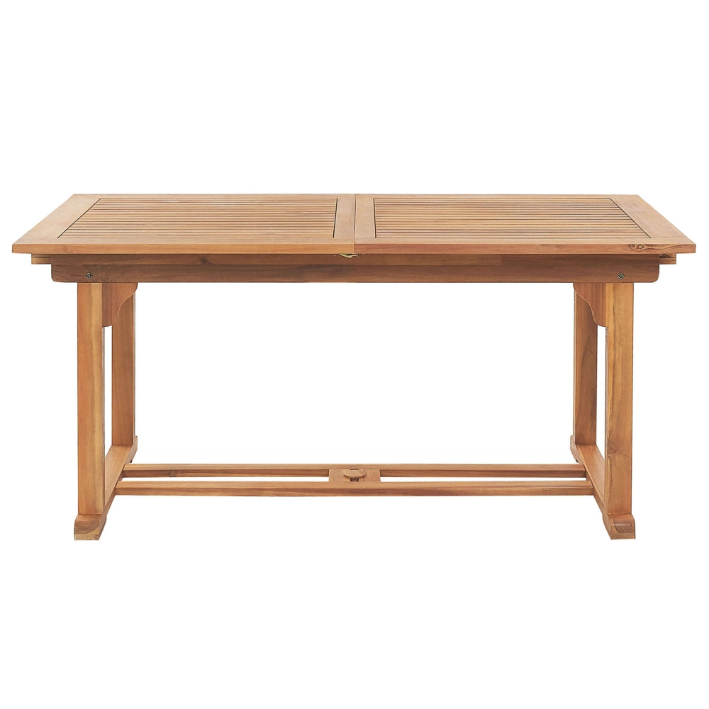 Tavolo da pranzo da giardino in legno di acacia 160/220 x 90 cm forato per ombrellone allungabile Design tradizionale