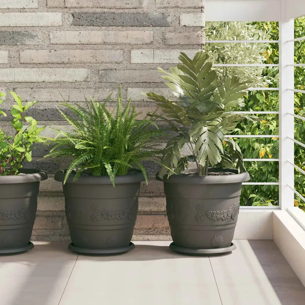 Vassoio Rotondo per Fiori 6 pcs Nero Ø 14 x 2 cm Plastica