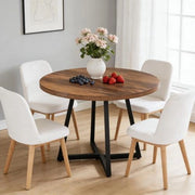 Tavolo da pranzo in MDF e metallo con struttura stabile per cucina e soggiorno stile industriale nero e marrone 80 cm