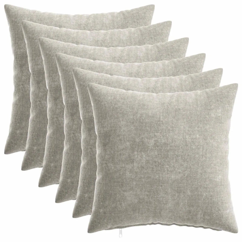 Federa 6 pcs HEERLEN Grigio Chiaro 35 x 35 cm Tessuto Chenille 908114
