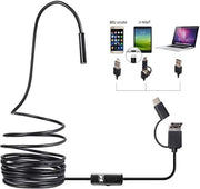 Endoscopio industriale a 6-LED - endoscopio flessibile tipo C - impermeabile nero 1m - camera di ispezione, ispezione di condotte e tubi