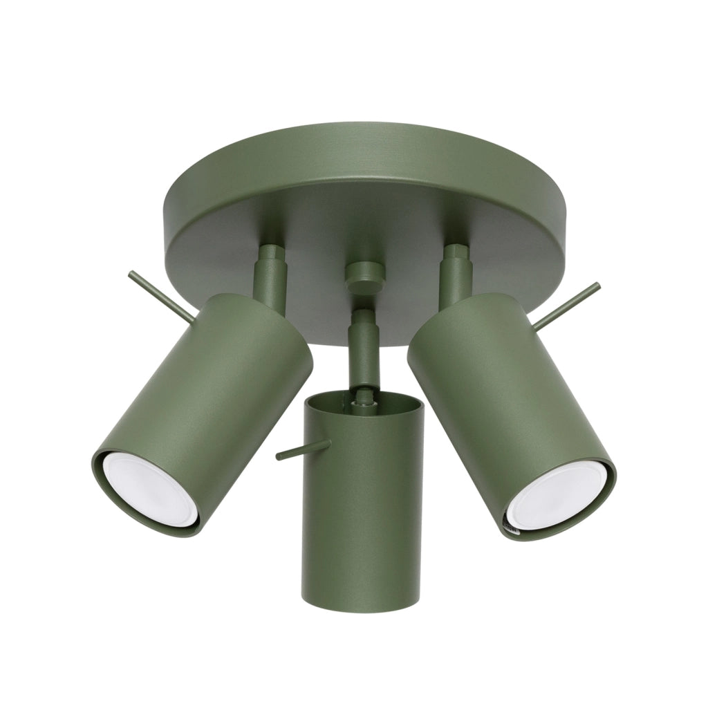 Plafoniera minimal verde oliva Ø20 3 spot GU10 Torque