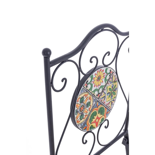 Sedia da Esterno Giardino Decoro in Ceramica Pieghevole Metallo Acciaio Naxos