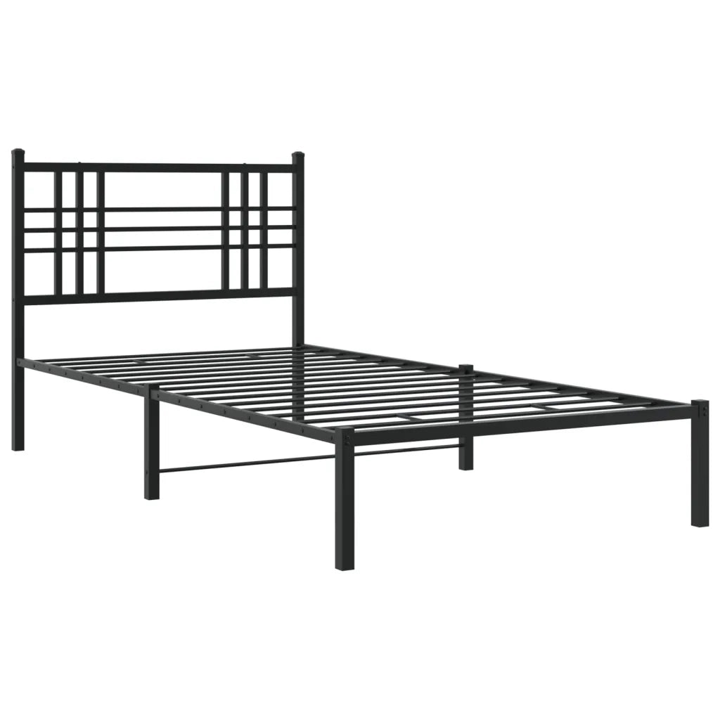 Giroletto con Testiera in Metallo Nero 100x190 cm 376318