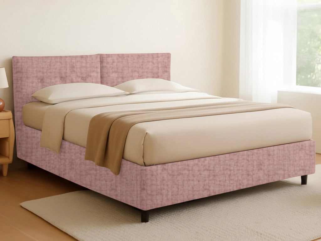 York, Letto Piazza e Mezza Sfoderabile Made in Italy, Rosa